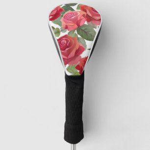 Red Roses Elegant Floral Rose Watercolor Golf Head Cover