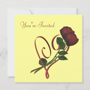 Red Roses Elegant Heart Floral Invitation