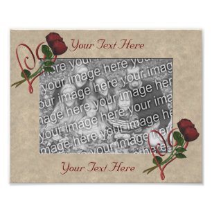 Red Roses Elegant Heart Frame Template Photo Print