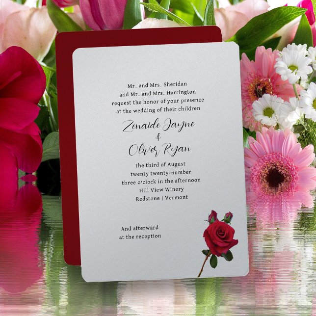 Red Roses Elegant Parents Names Wedding Invitation (Creator Uploaded)