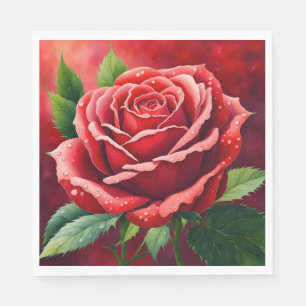 Red Roses Elegant Pretty Paper Napkins