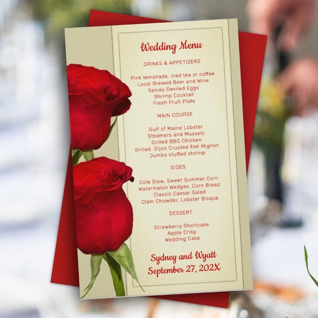 Red Roses Elegant Wedding Menu Template (Creator Uploaded)