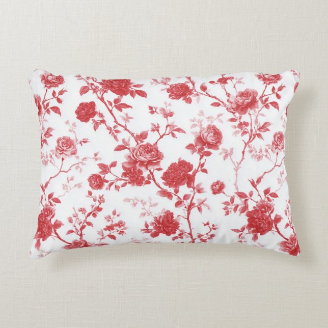 Red Roses Floral Decorative Cushion (Front)
