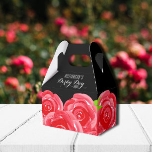 Red Roses Floral Derby Gable Style Favour Box