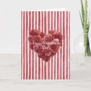 Red Roses Floral Heart Love   Card