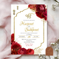 Red Roses Floral Ik Onkar Indian Wedding