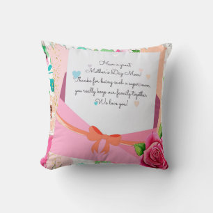 Red Roses Floral Letter Envelope Mother's Day Cushion