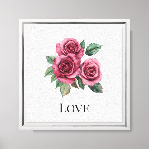 Red Roses Floral Love Canvas Print