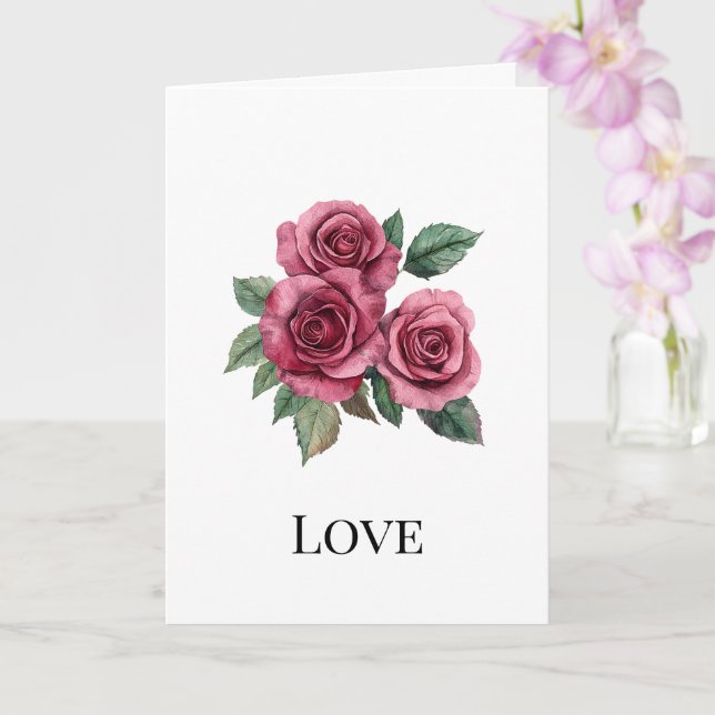 Red Roses Floral Love Card (Orchid)