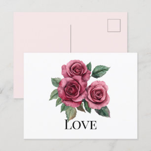 Red Roses Floral Love Postcard