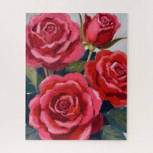 Red Roses Floral Painting Jigsaw Puzzle