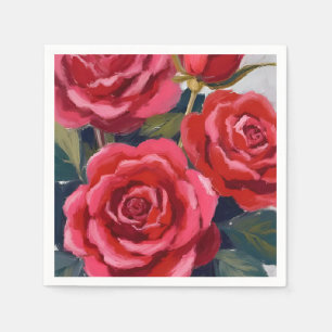 Red Roses Floral Painting Napkin