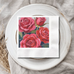 Red Roses Floral Painting Napkin