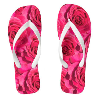 Red roses floral pattern jandals
