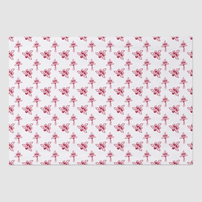 Red Roses Floral Pattern Tissue Paper (Front)