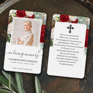 Red Roses Floral Photo Sympathy Funeral Prayer