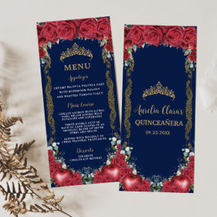 Red Roses Floral Snow White Apple Birthday Menu