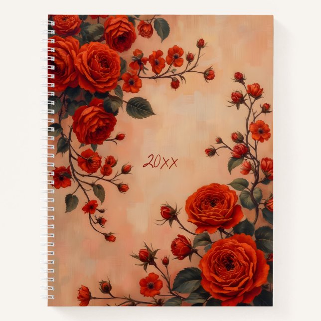 Red Roses Floral Spiral-bound Journal Notebook (Front)