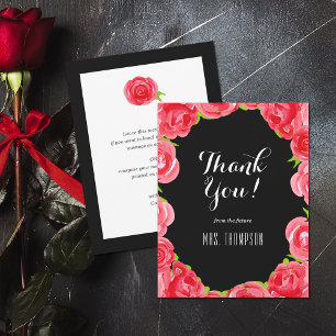 Red Roses Floral Thank You Card