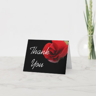 Red roses floral thank you card