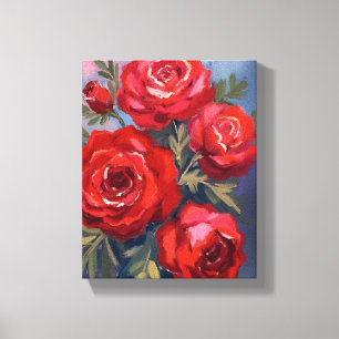 Red Roses   Floral Watercolor Painting Canvas Print