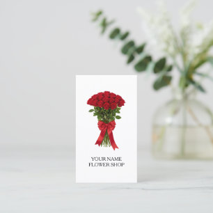 Red roses flower bouquet florist business cards