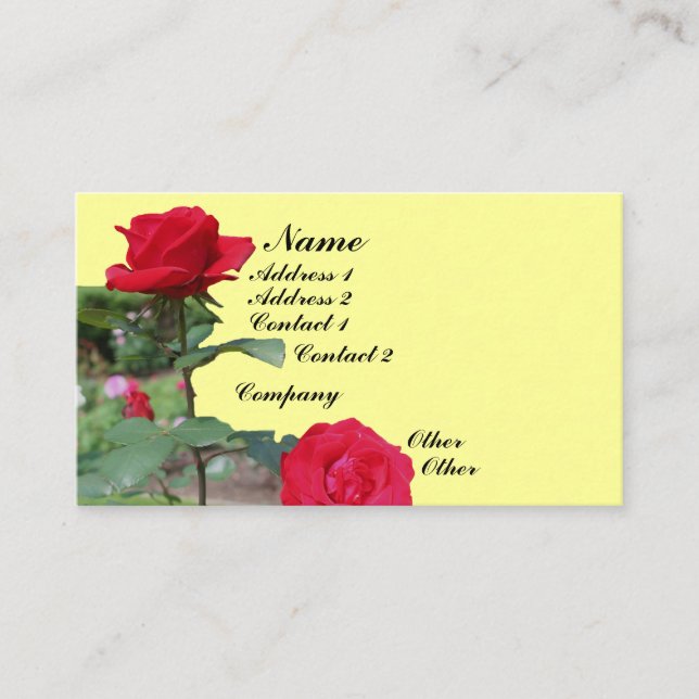 Red Roses Flower Business Card (Front)