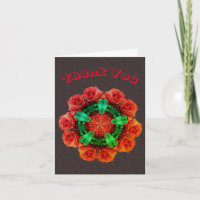 Red Roses Flower Kaleidoscope Art Thank You Card