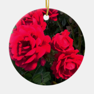 Red Roses Flowers  Ceramic Tree Decoration