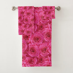 Red roses, flowers, red, love bath towel set