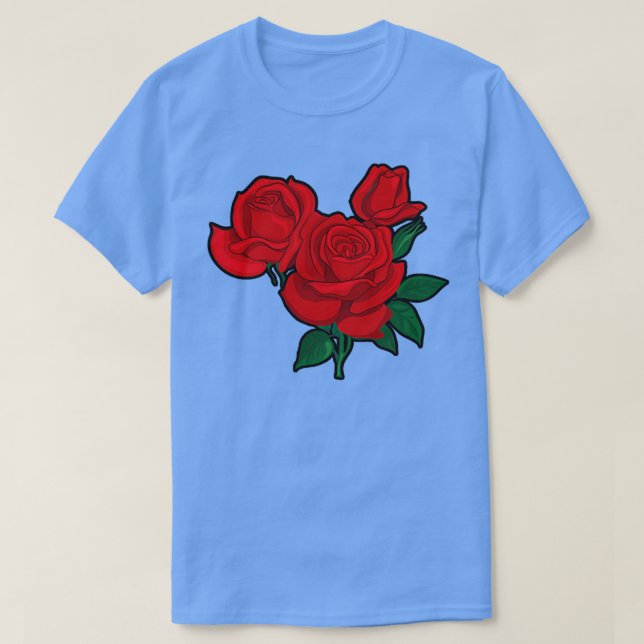 Red Roses for Men, Women, and Youth  T-Shirt (Design Front)