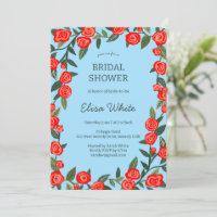 Red Roses Frame Bridal Shower CUSTOM QR Code
