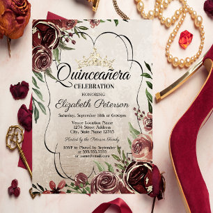 Red Roses Frame Quinceañera   Invitation