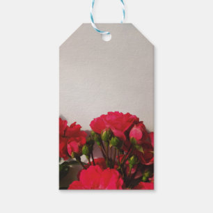 Red roses fresh buds blooming bright flowers flora gift tags