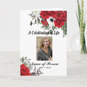 Red Roses Funeral Program Programme