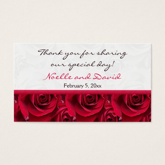 Red Roses Galore Wedding Favour Tag (Front)
