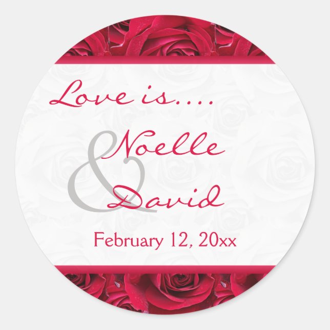 Red Roses Galore Wedding Sticker (Front)