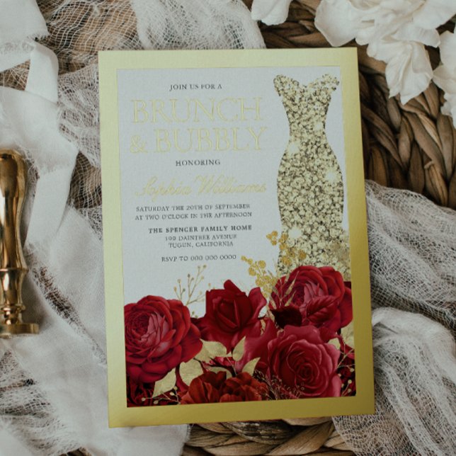 Red Roses & Gold Foil Border Bridal Shower (Creator Uploaded)