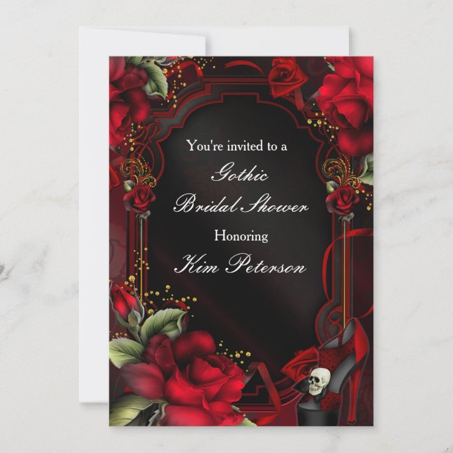 Red Roses Gothic Glam Elegant Party Invitation (Front)