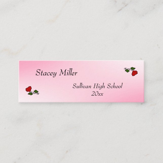 Red Roses Graduate Elegant Profile Card (Front)