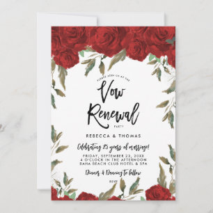 red roses greenery vow renewal invitation
