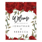 red roses greenery wedding welcome sign poster