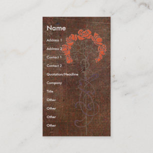 Red Roses Grunge on Brown Background Business Card
