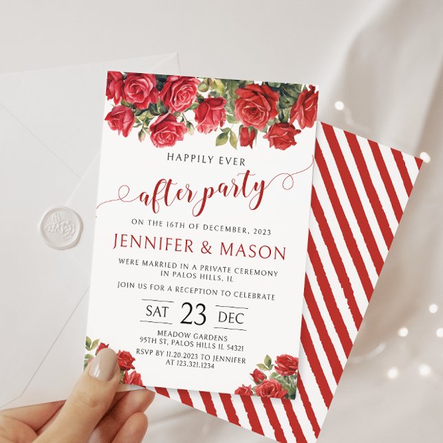 Red roses happily ever after wedding invitation (Creator Uploaded)