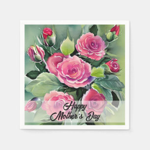 Red Roses Happy Mother's Day Napkin