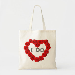 Red Roses Heart I Do Bling Wedding Tote Bag