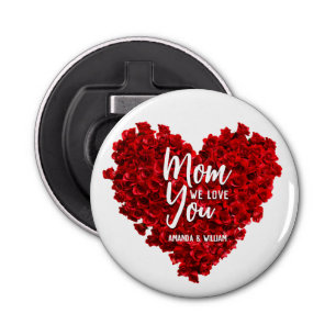 Red Roses Heart Love You Mum Mother's Day Bottle Opener