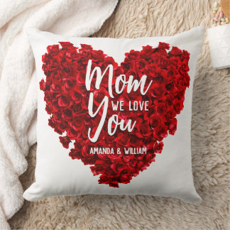 Red Roses Heart Love You Mum Mother's Day Cushion