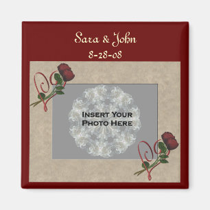 Red Roses Heart Wedding Favour Save The Date Magne Magnet