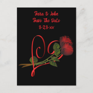 Red Roses Heart Wedding Save The Date Announcement Postcard